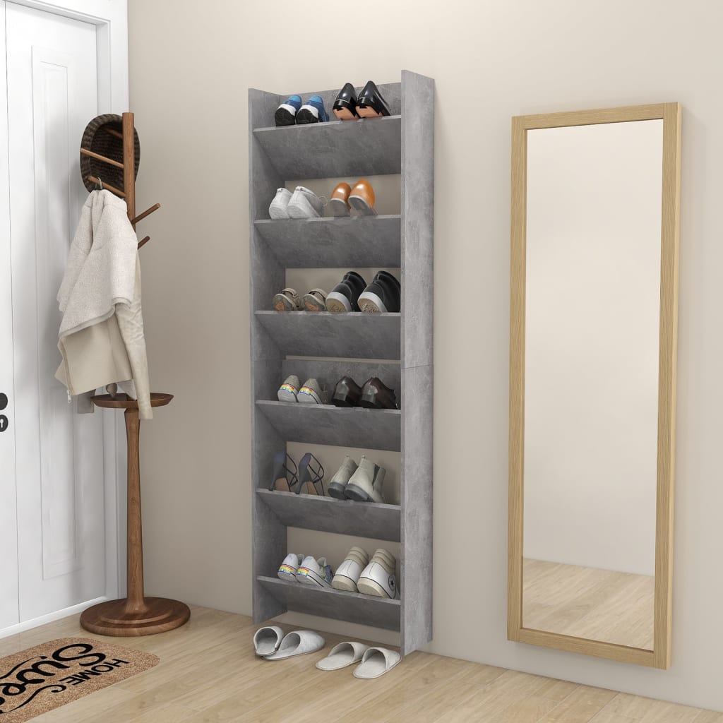 Armoires à chaussures murales 2 pcs Gris béton 60x18x90 cm - XIOS