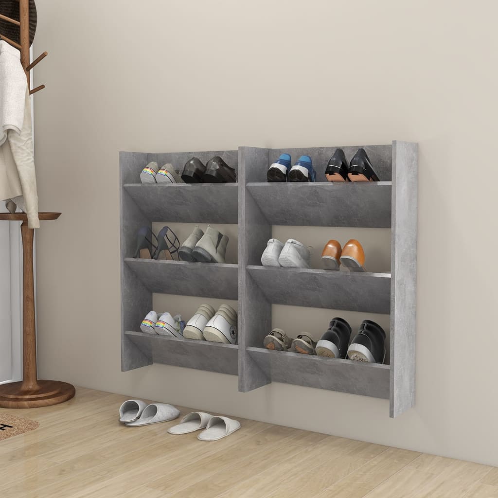 Armoires à chaussures murales 2 pcs Gris béton 60x18x90 cm - XIOS
