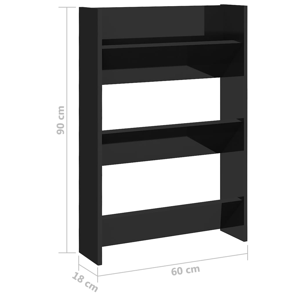 Armoires à chaussures murales 2 pcs noir brillant 60x18x90cm - XIOS