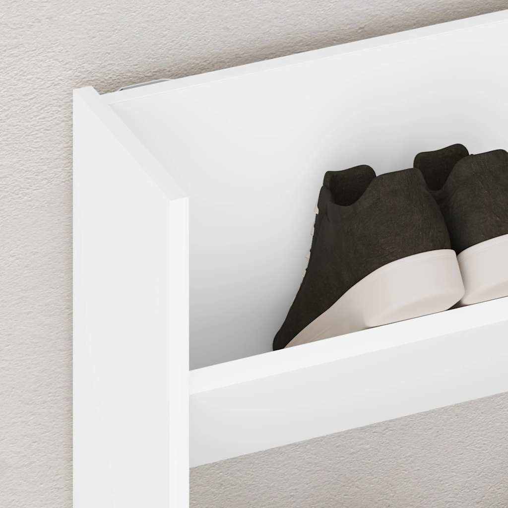 Armoire à chaussures murale blanc 80x18x90 cm bois d'ingénierie - XIOS