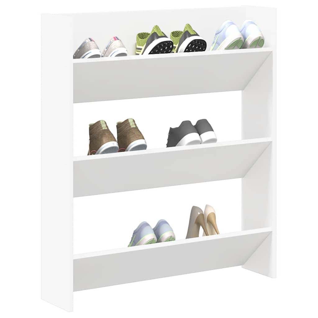 Armoire à chaussures murale blanc 80x18x90 cm bois d'ingénierie - XIOS