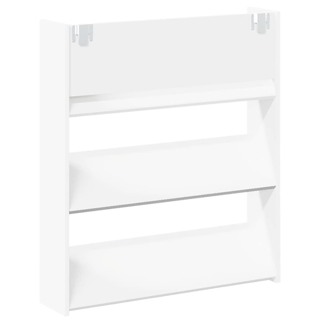Armoire à chaussures murale blanc 80x18x90 cm bois d'ingénierie - XIOS