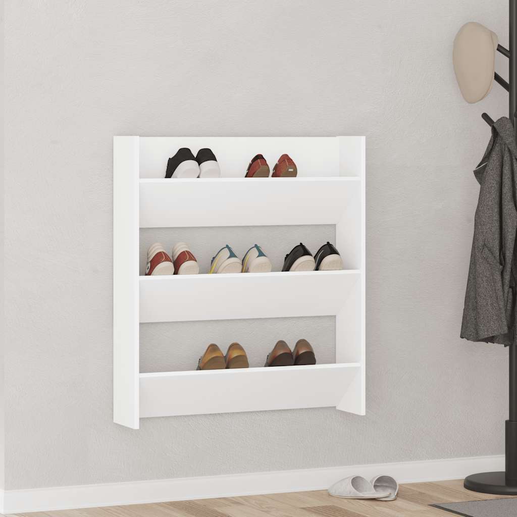 Armoire à chaussures murale blanc 80x18x90 cm bois d'ingénierie - XIOS