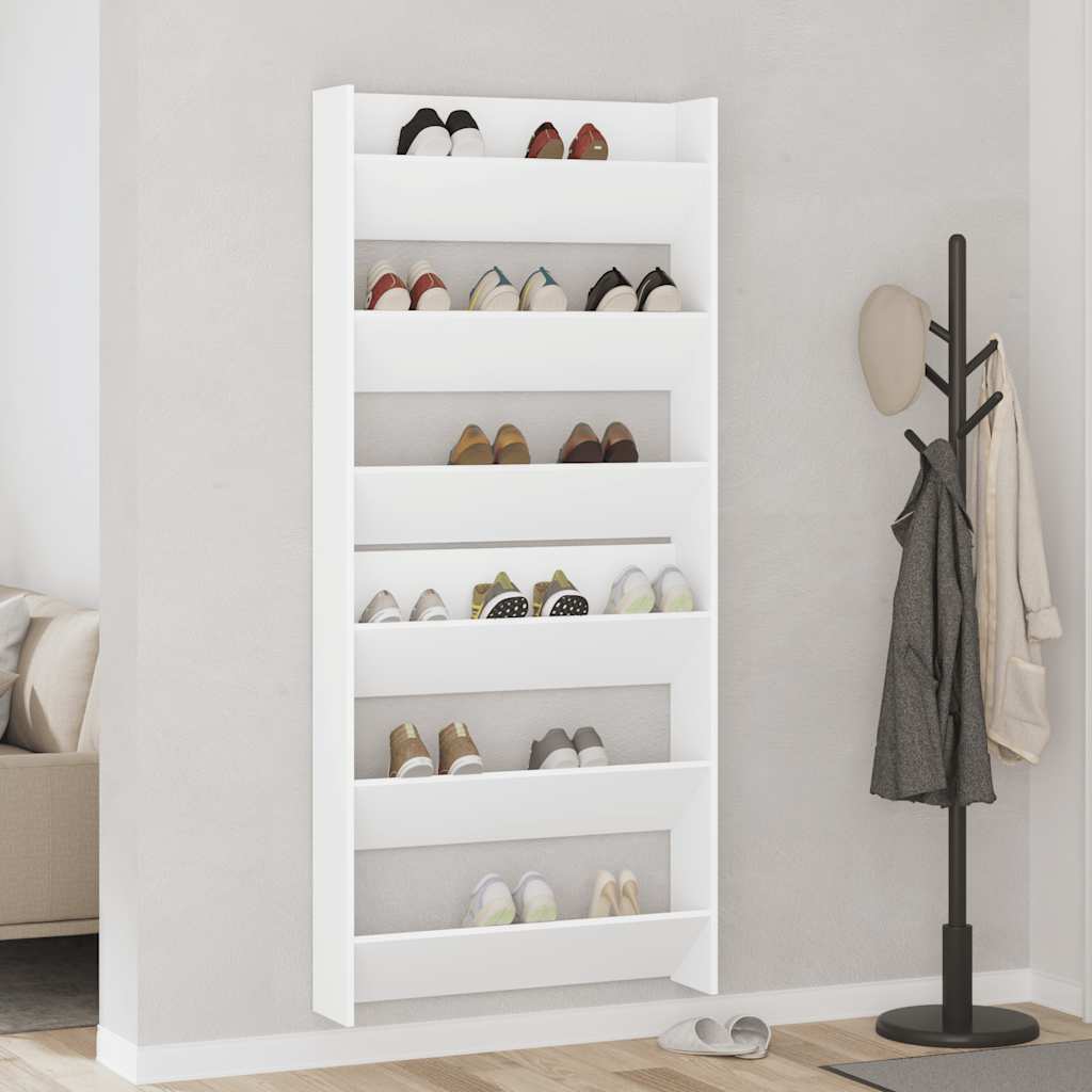 Armoires à chaussures murales 2 pcs Blanc 80x18x90 cm Aggloméré - XIOS