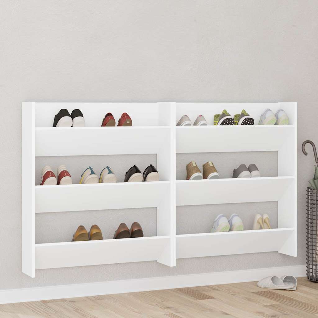 Armoires à chaussures murales 2 pcs Blanc 80x18x90 cm Aggloméré - XIOS