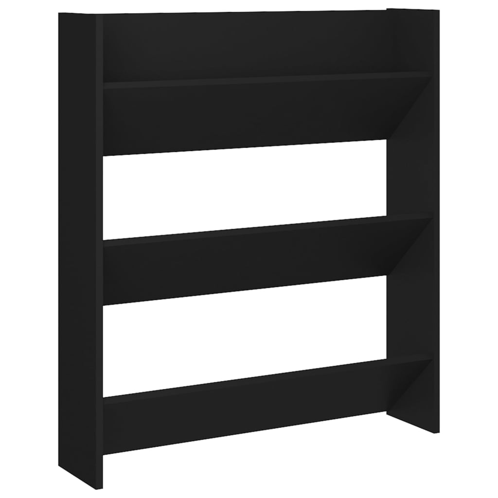 Armoire à chaussures murale noir 80x18x90 cm bois d'ingénierie - XIOS