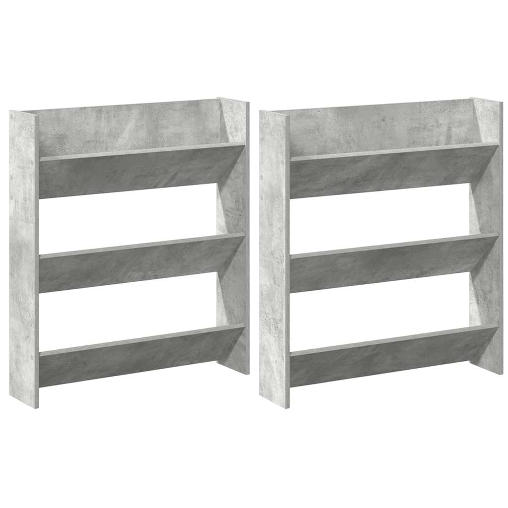 Armoires à chaussures murales 2 pcs Gris béton 80x18x90 cm - XIOS