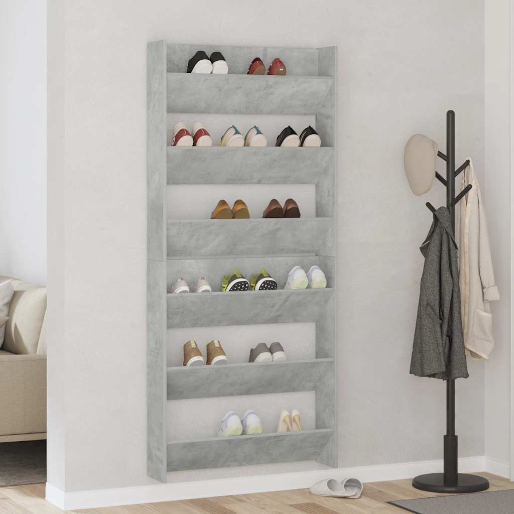 Armoires à chaussures murales 2 pcs Gris béton 80x18x90 cm - XIOS