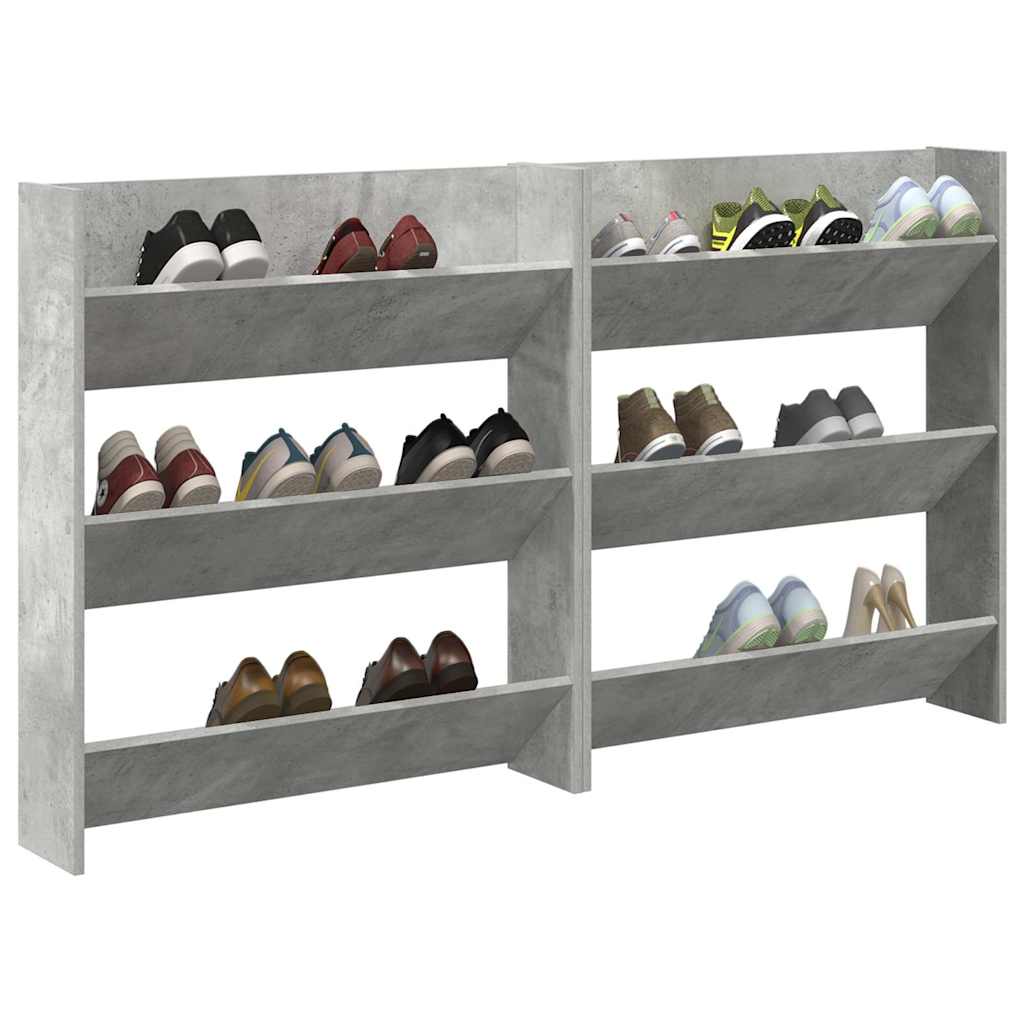 Armoires à chaussures murales 2 pcs Gris béton 80x18x90 cm - XIOS