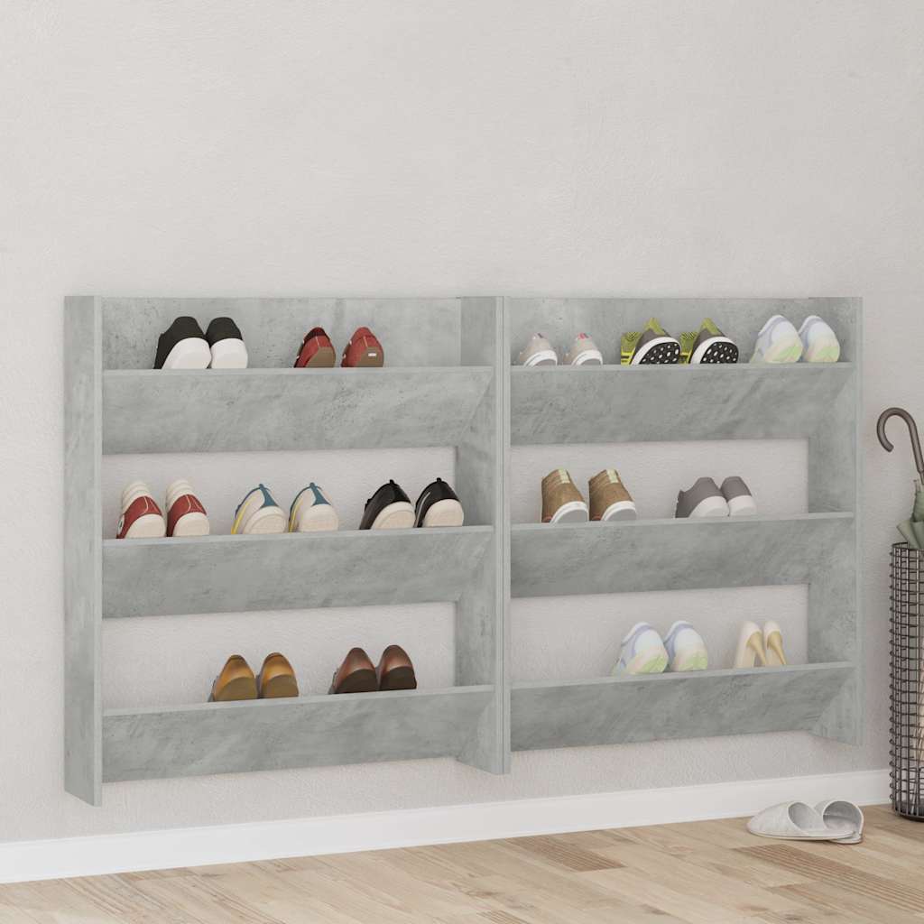 Armoires à chaussures murales 2 pcs Gris béton 80x18x90 cm - XIOS