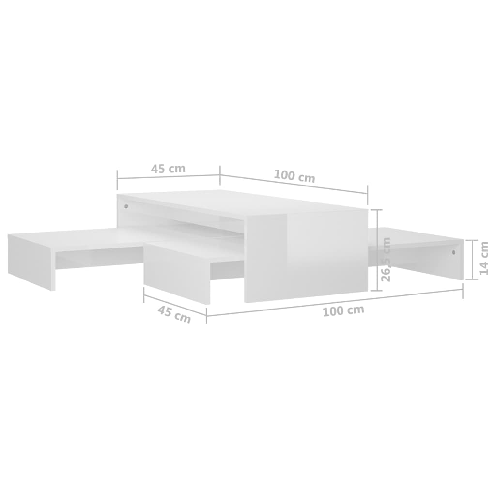 Ensemble de tables basses gigognes blanc brillant - XIOS