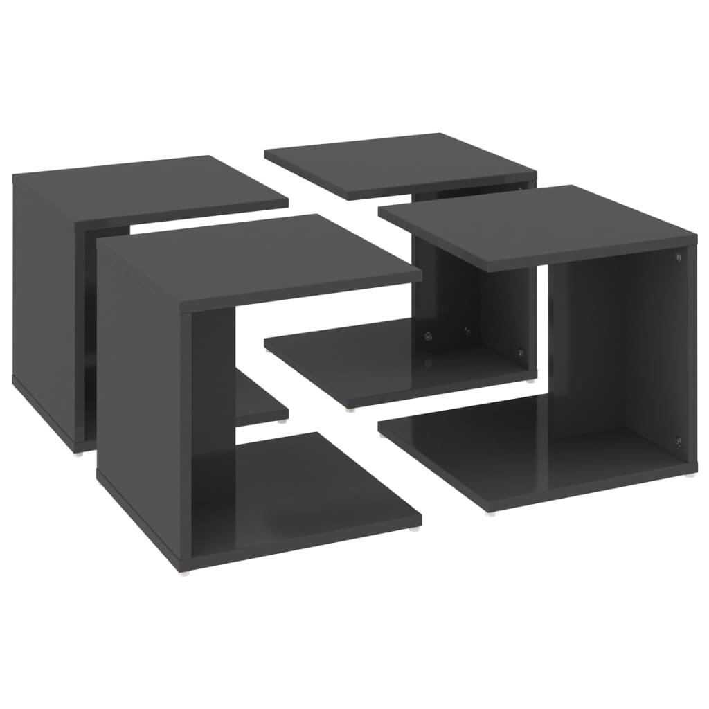 Tables basses 4 pcs gris brillant 33x33x33 cm bois d'ingénierie - XIOS