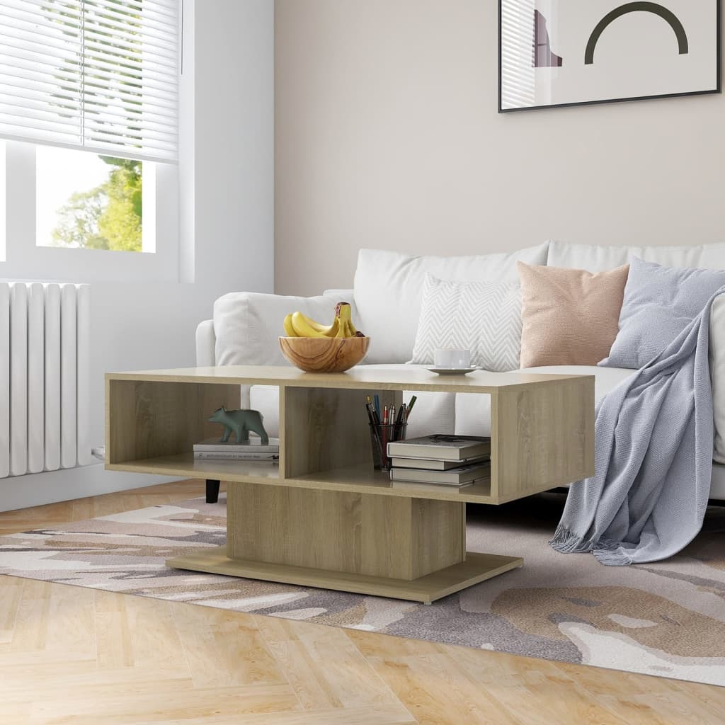 Table basse chêne sonoma 103,5x50x44,5 cm bois d'ingénierie - XIOS