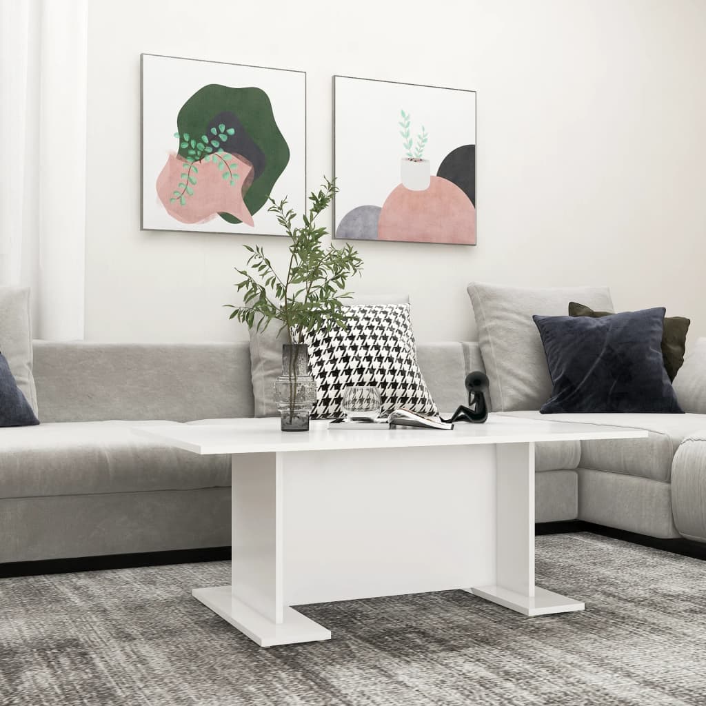 Table basse blanc 103,5x60x40 cm bois d'ingénierie Tables basses vidaXL