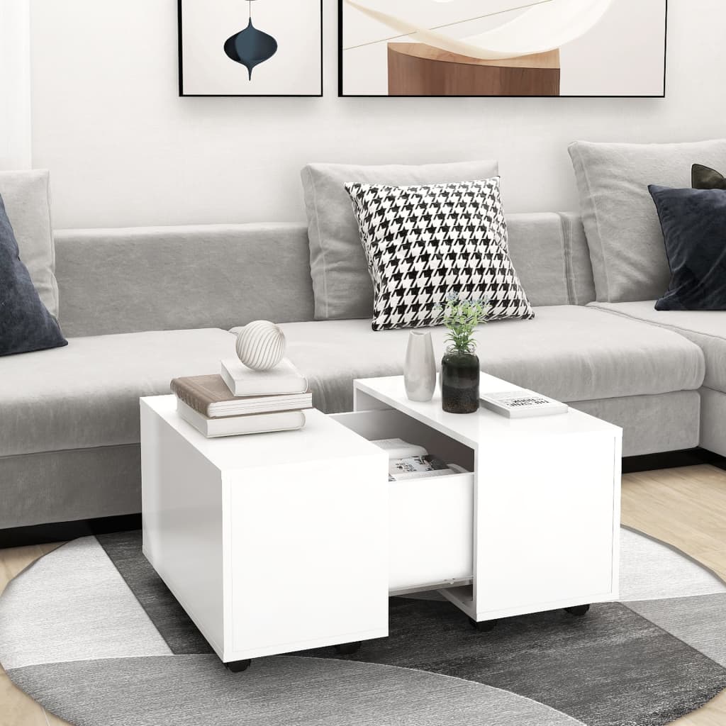 Table basse blanc 60x60x38 cm bois d'ingénierie - XIOS