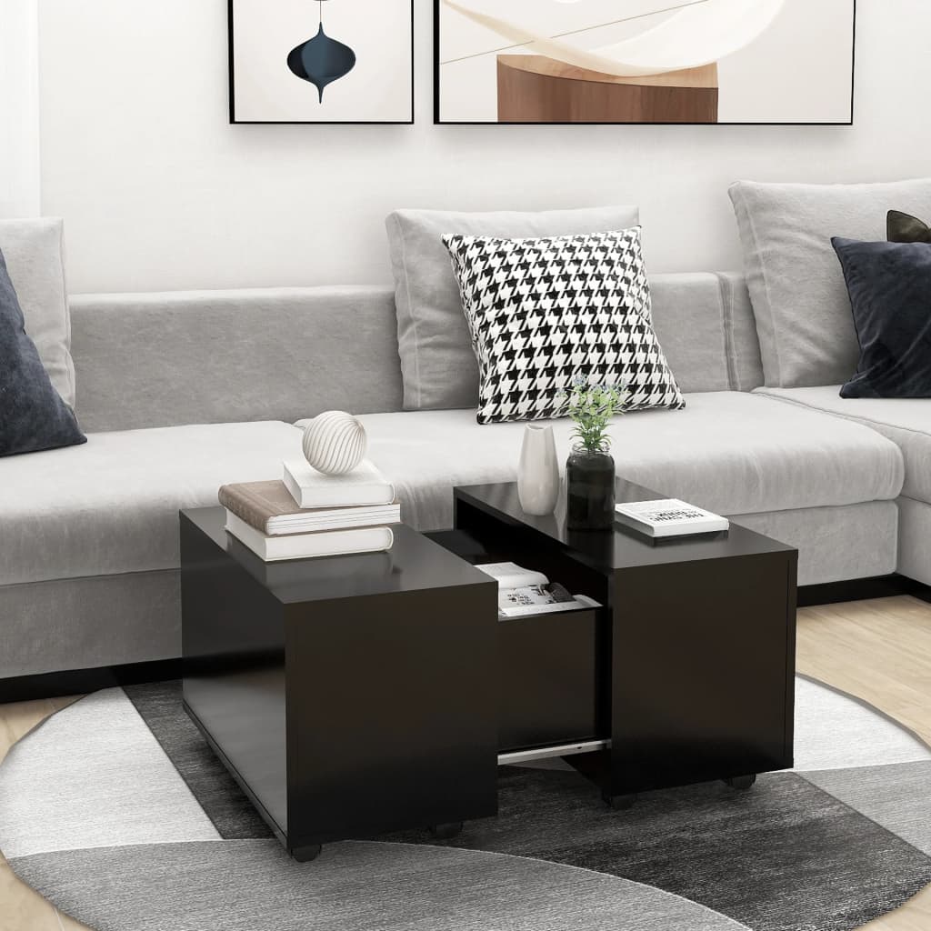 Table basse noir 60x60x38 cm bois d'ingénierie - XIOS