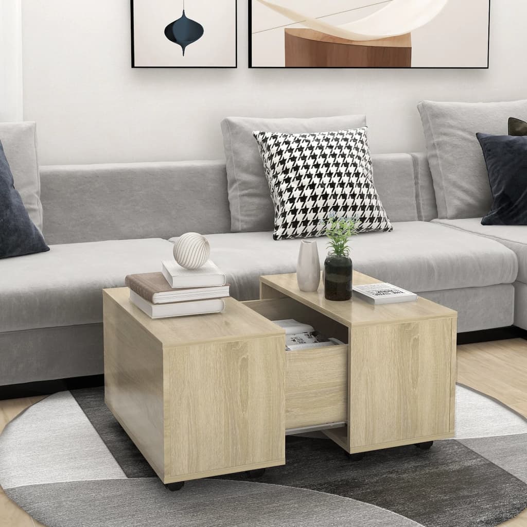 Table basse chêne sonoma 60x60x38 cm bois d'ingénierie - XIOS