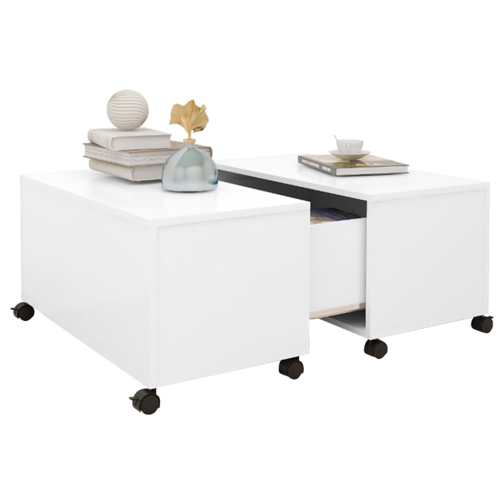 Table basse blanc 75x75x38 cm bois d'ingénierie - XIOS
