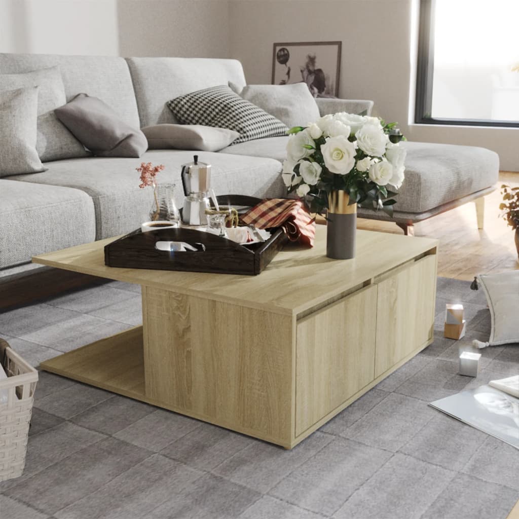 Table basse chêne sonoma 80x80x31 cm bois d'ingénierie - XIOS