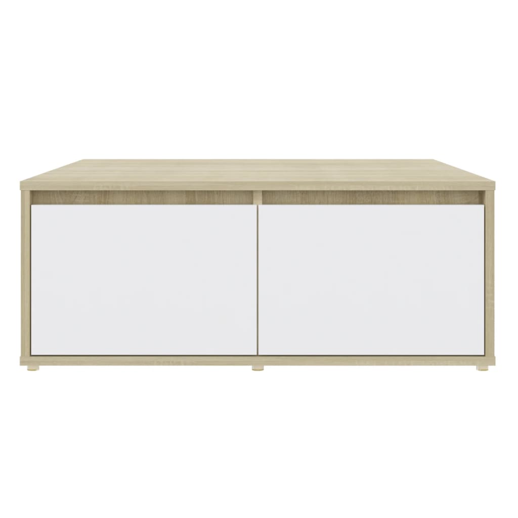 Table basse blanc et chêne sonoma 80x80x31 cm bois d'ingénierie - XIOS