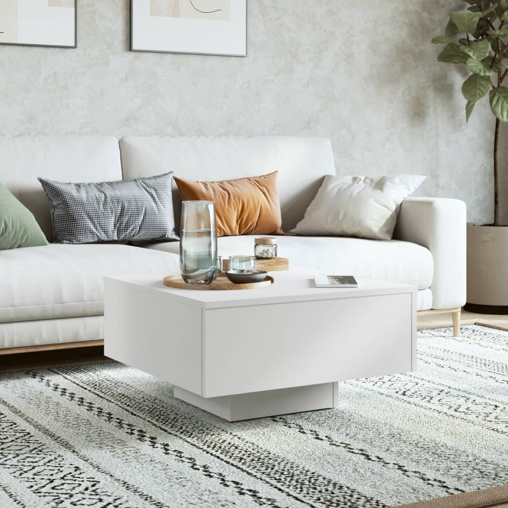 Table basse blanc 60x60x31,5 cm bois d'ingénierie - XIOS