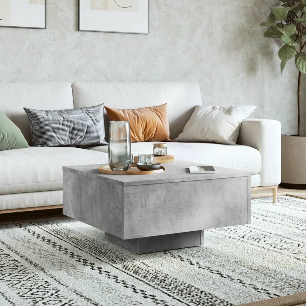 Table basse gris béton 60x60x31,5 cm bois d'ingénierie - XIOS