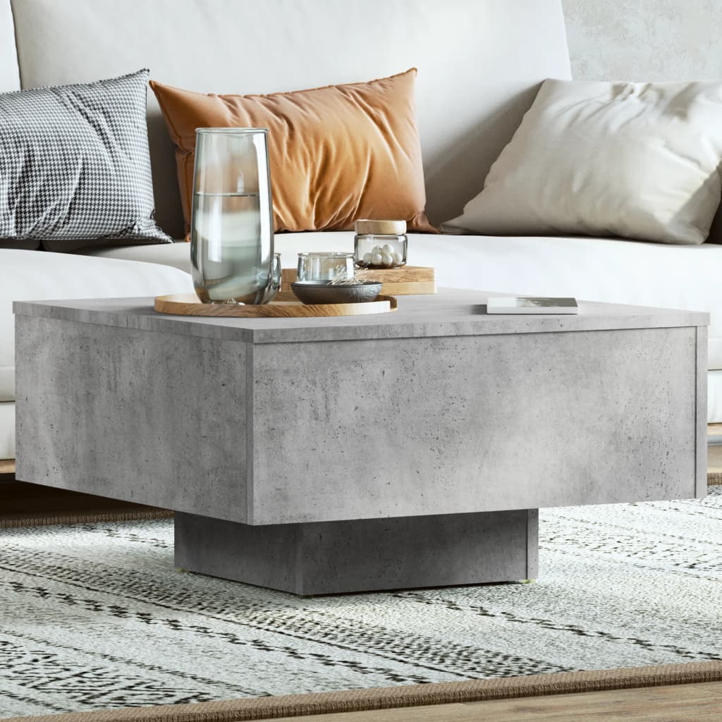 Table basse gris béton 60x60x31,5 cm bois d'ingénierie - XIOS