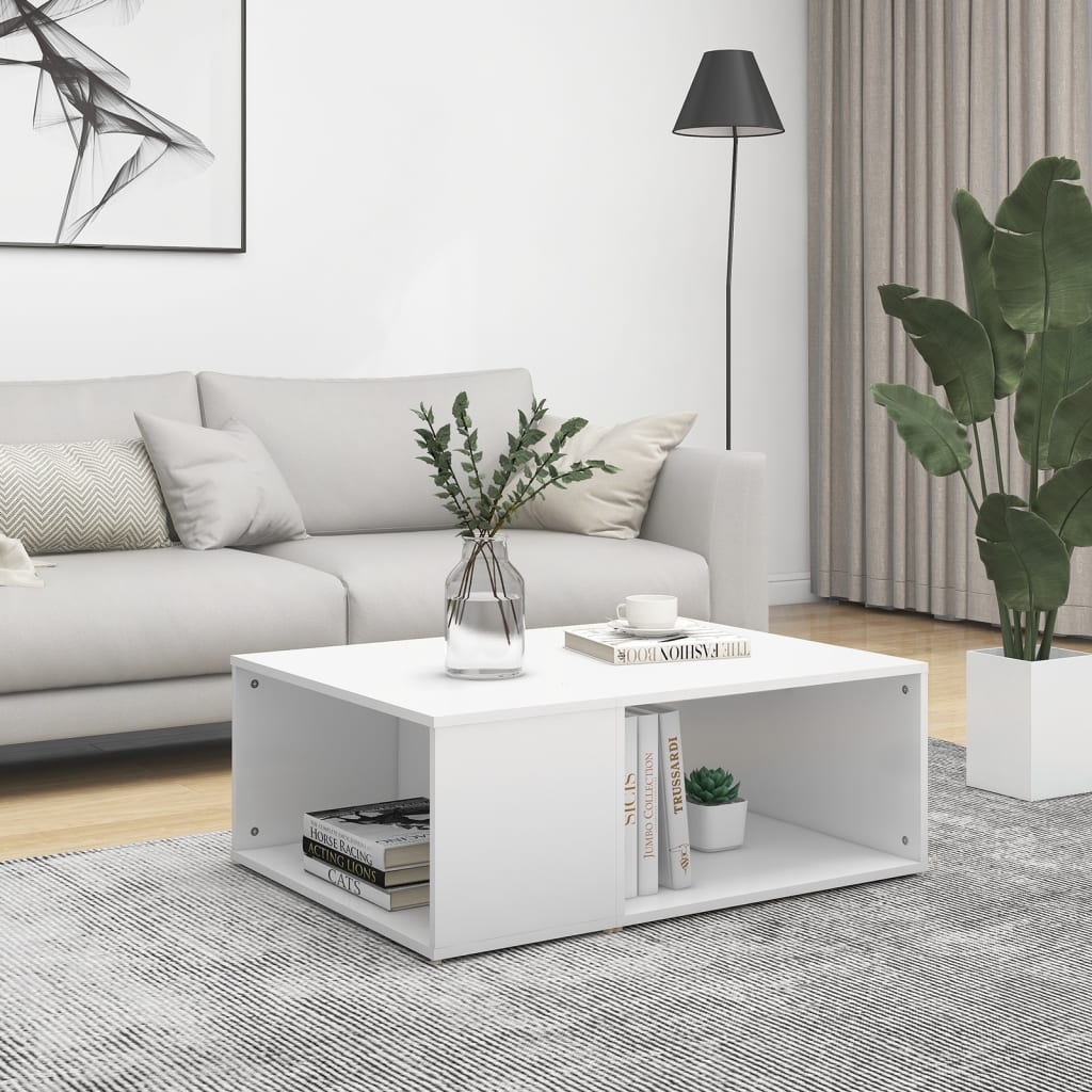 Table basse blanc 90x67x33 cm bois d'ingénierie - XIOS