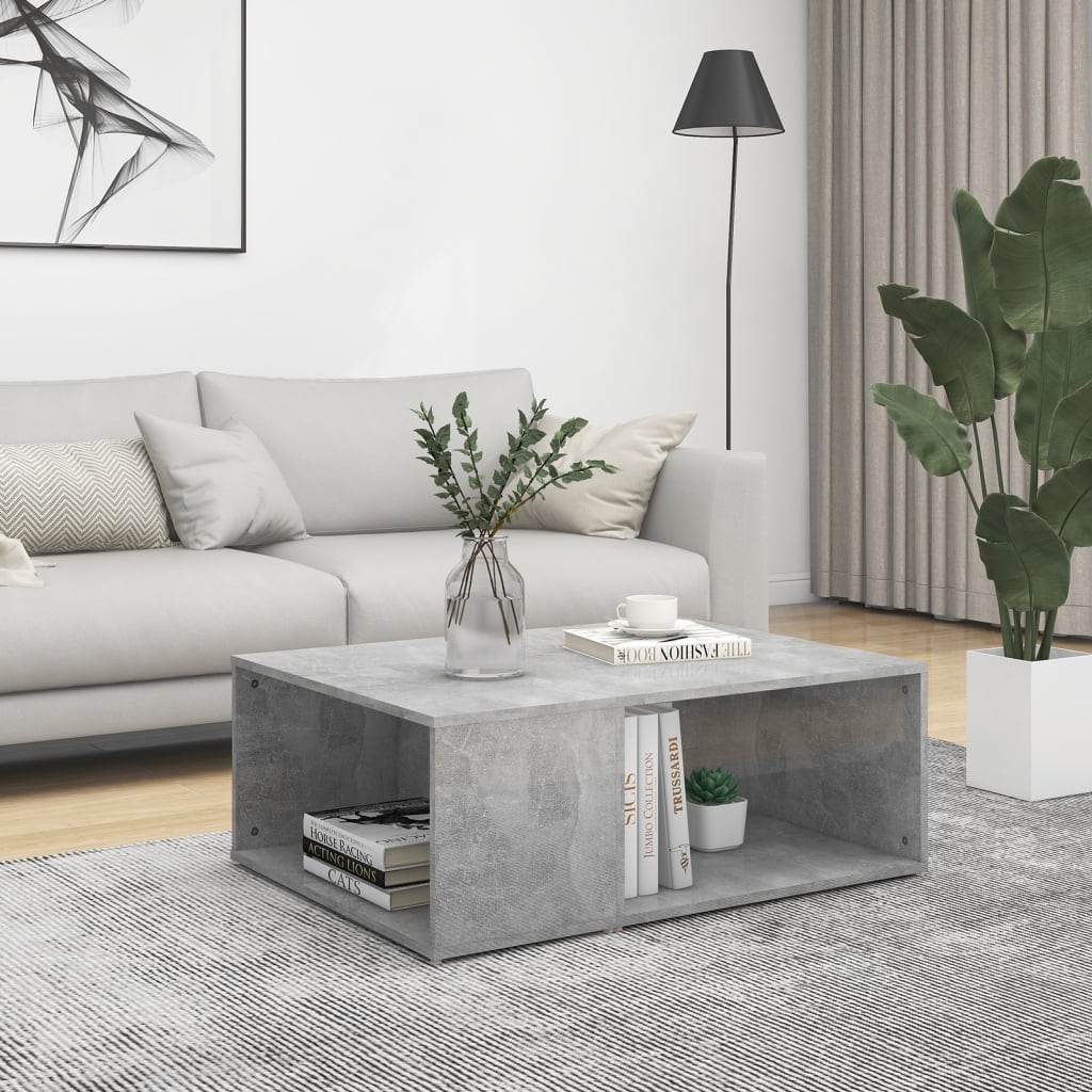 Table basse gris béton 90x67x33 cm bois d'ingénierie - XIOS
