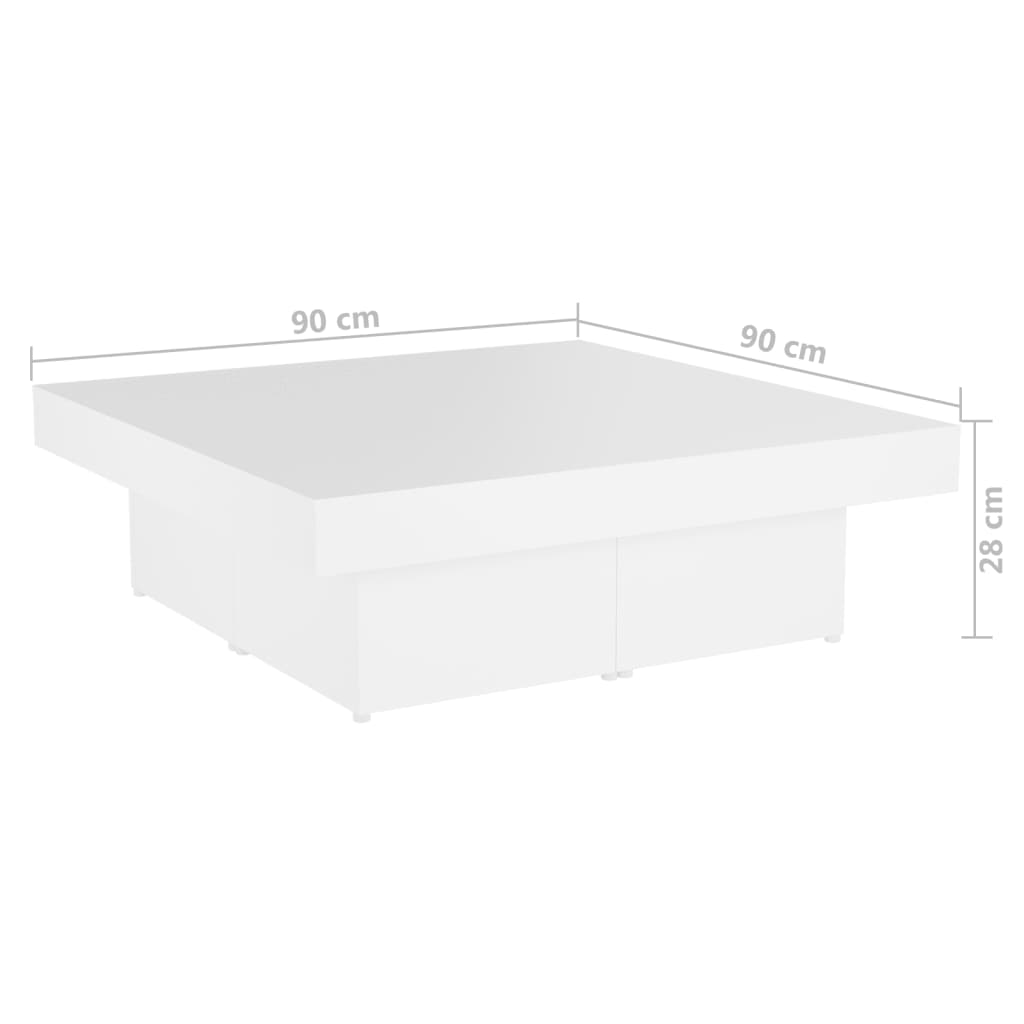 Table basse blanc 90x90x28 cm bois d'ingénierie - XIOS