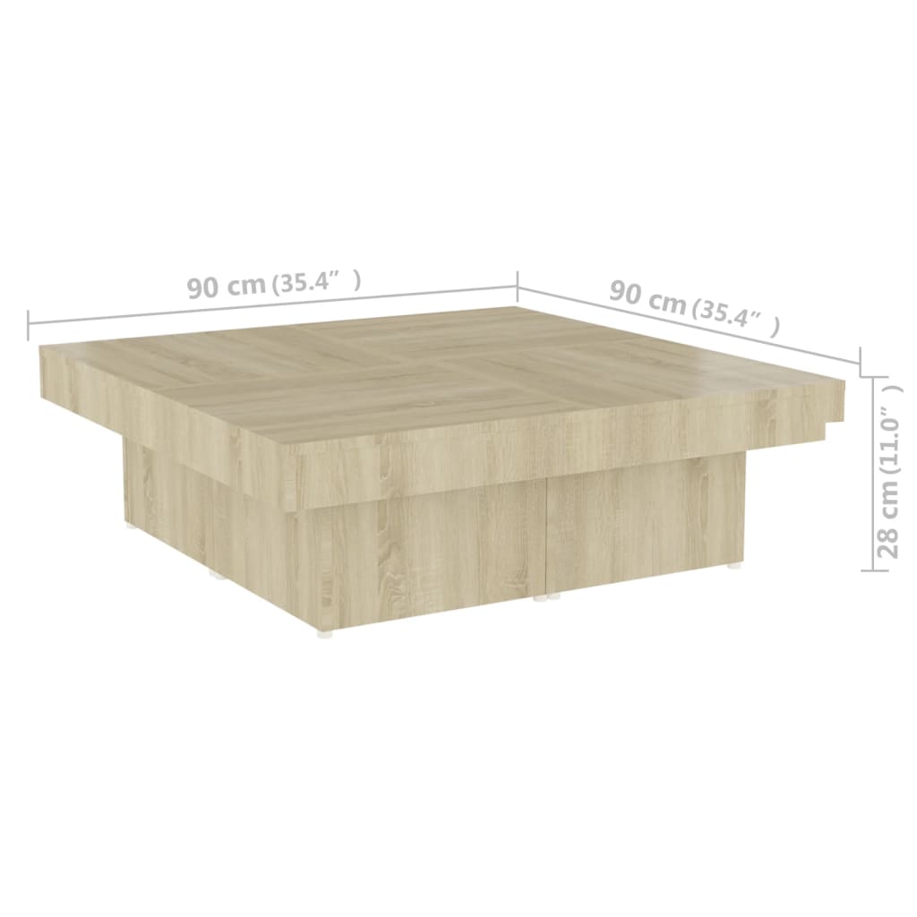 Table basse chêne sonoma 90x90x28 cm bois d'ingénierie - XIOS