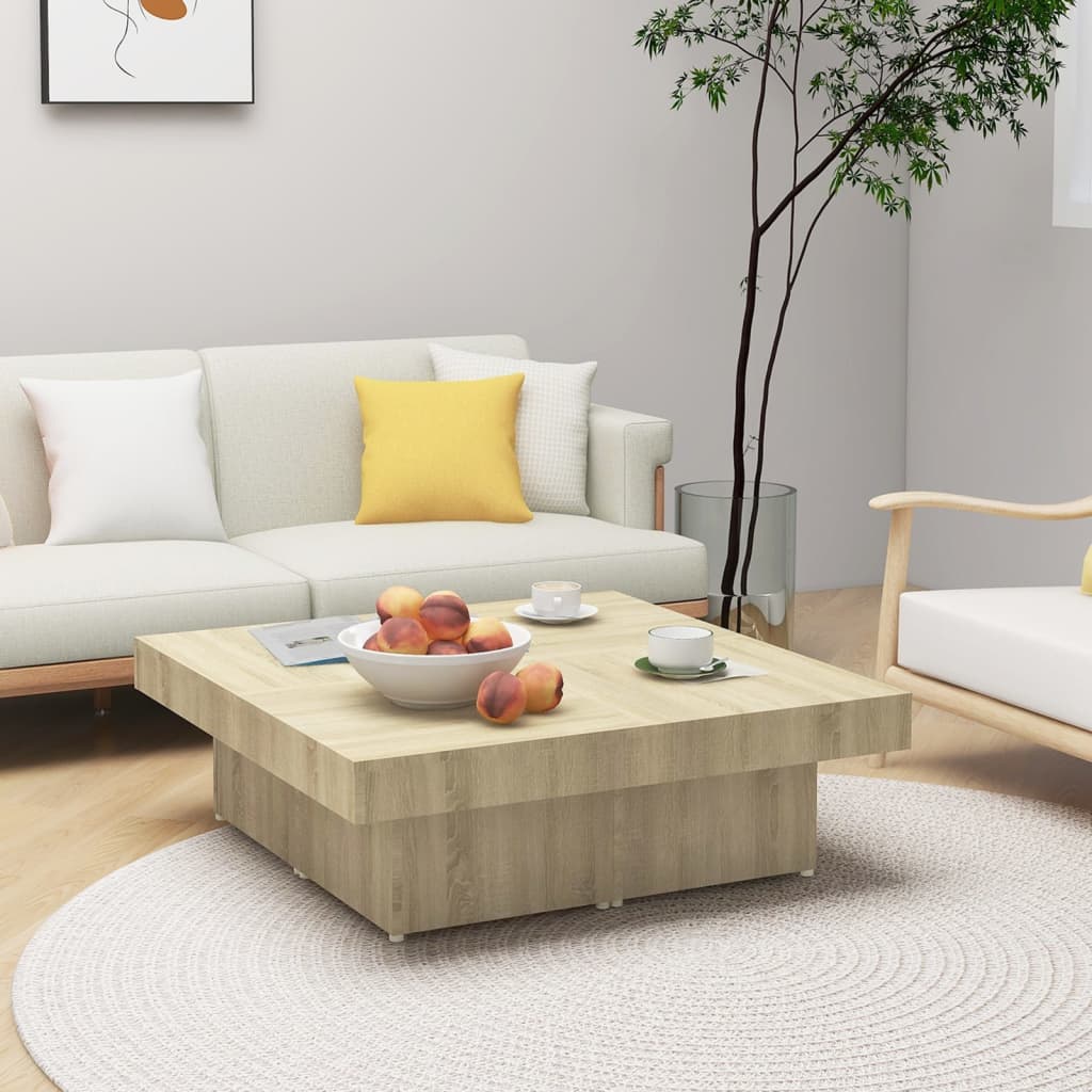 Table basse chêne sonoma 90x90x28 cm bois d'ingénierie - XIOS