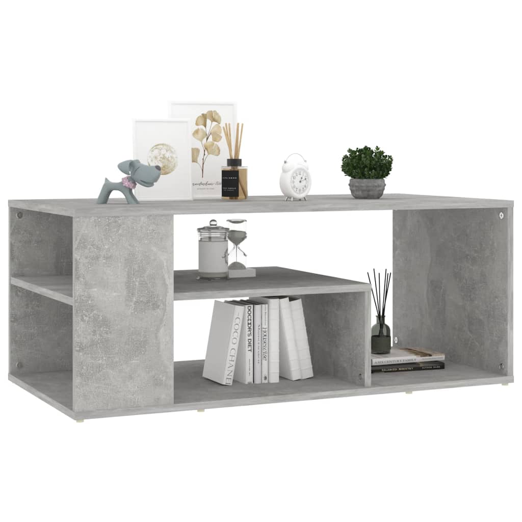 Table basse gris béton 100x50x40 cm bois d'ingénierie - XIOS