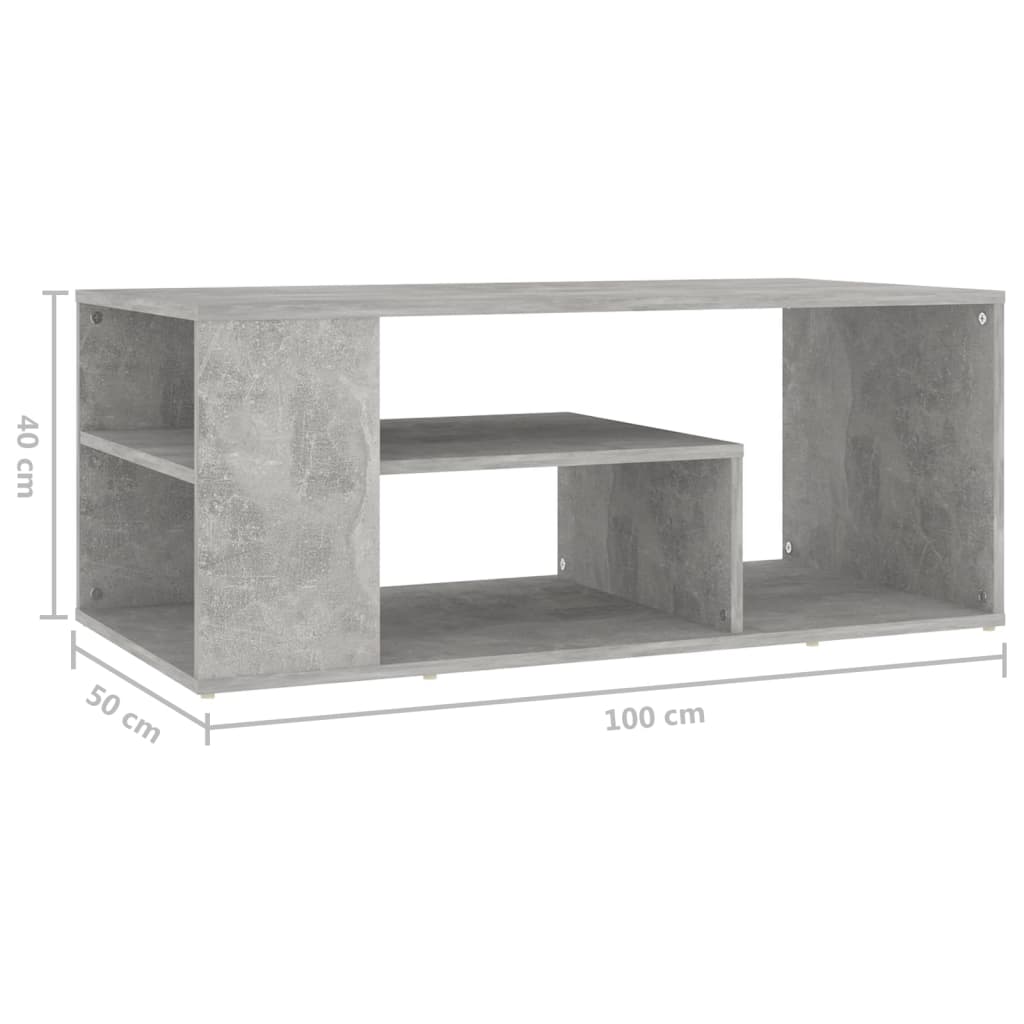 Table basse gris béton 100x50x40 cm bois d'ingénierie - XIOS