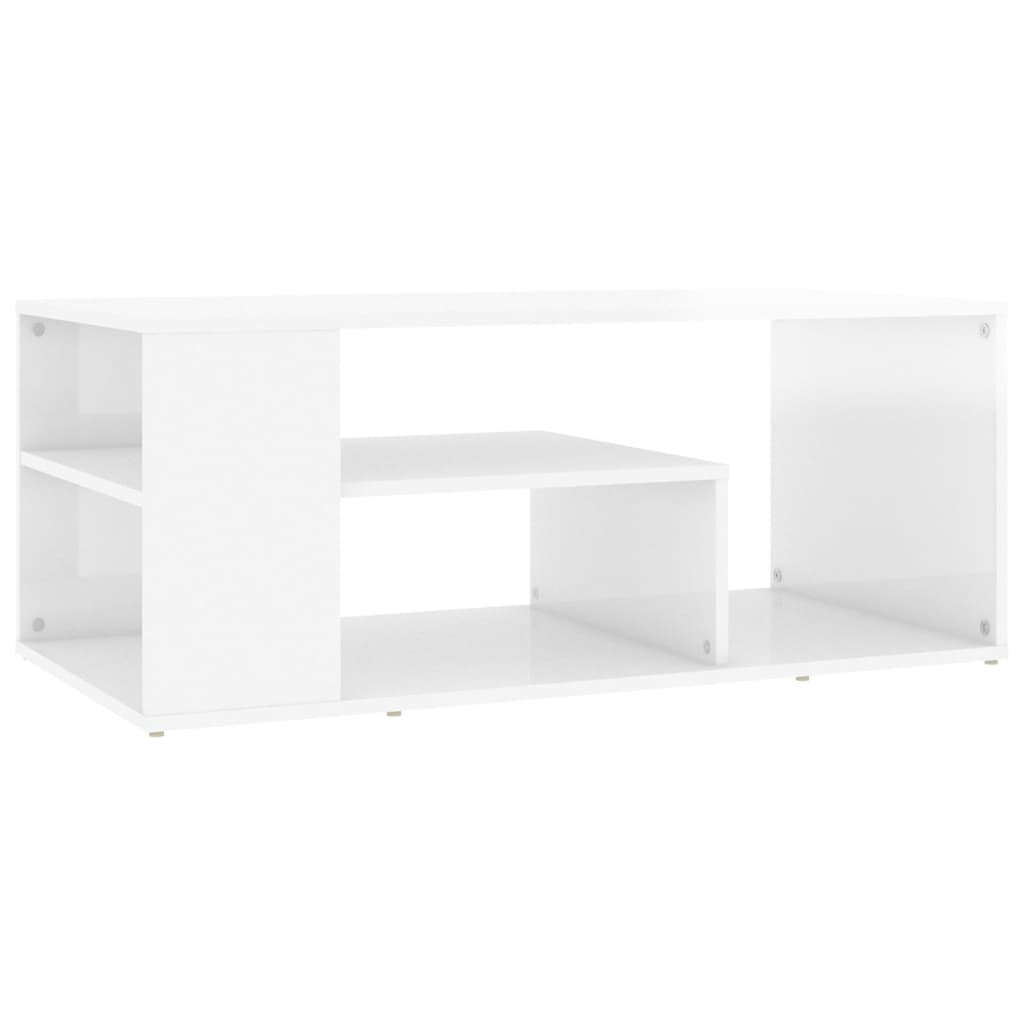 Table basse blanc brillant 100x50x40 cm bois d'ingénierie - XIOS