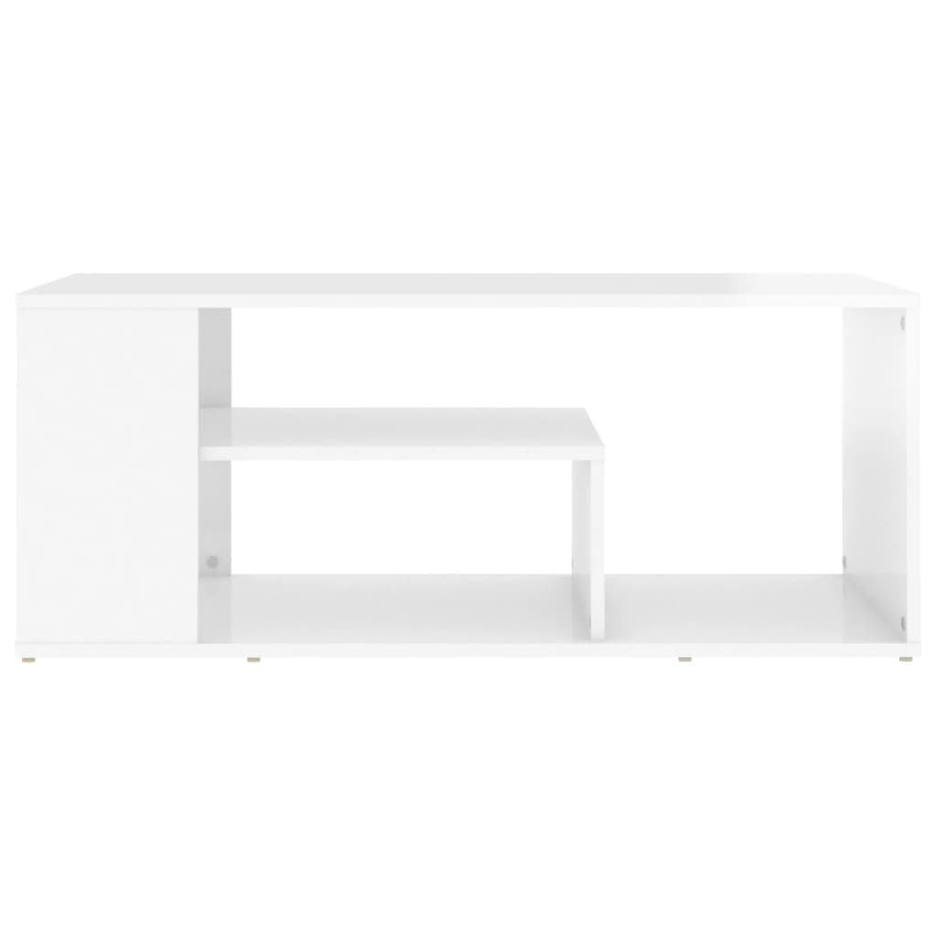 Table basse blanc brillant 100x50x40 cm bois d'ingénierie - XIOS
