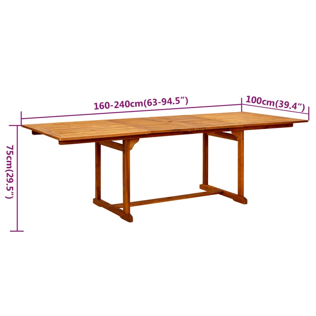 Ensemble à manger de jardin 7 pcs Bois d'acacia massif 160-240 cm - XIOS