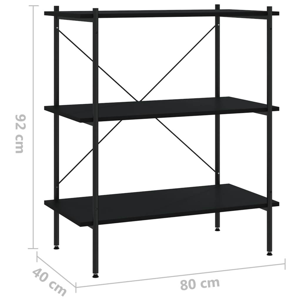 Étagère à 3 niveaux Noir 80x40x92 cm - XIOS
