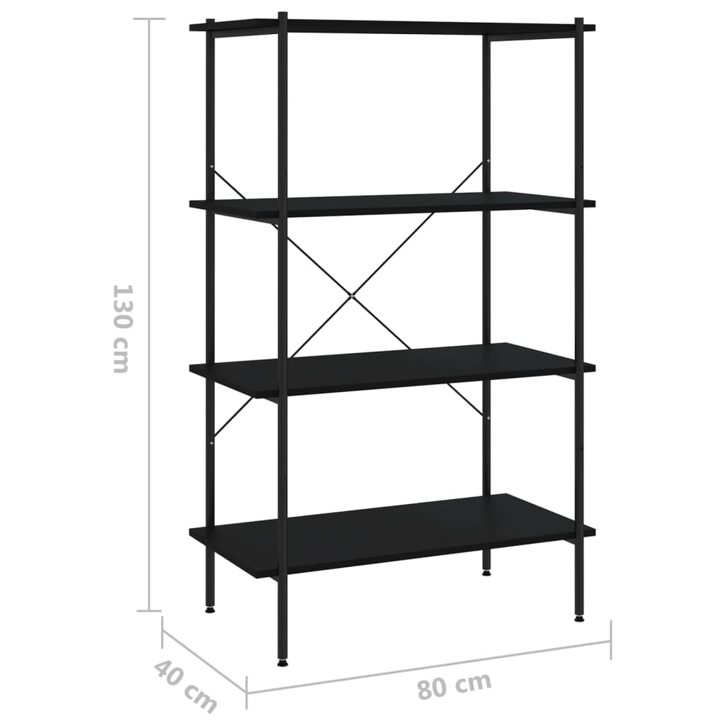 Étagère à 4 niveaux Noir 80x40x130 cm - XIOS