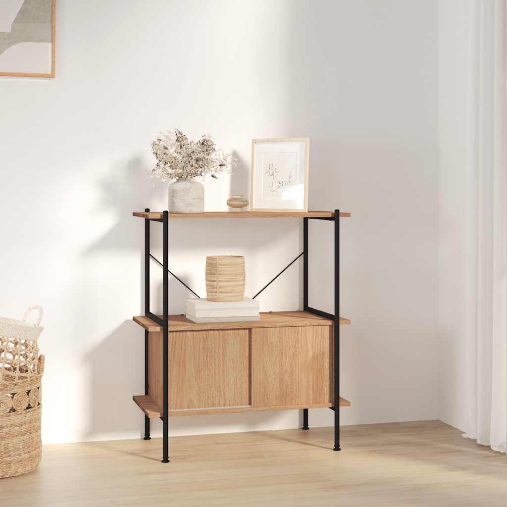 Étagère à 3 niveaux armoire 80x40x92 cm Acier bois d'ingénierie - XIOS