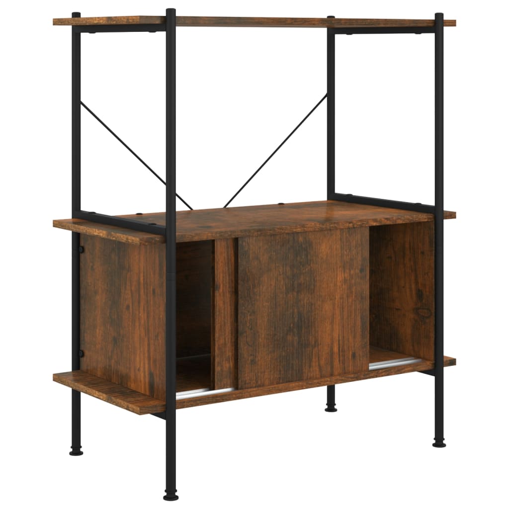 Étagère à 3 niveaux armoire 80x40x92 cm Acier bois d'ingénierie - XIOS