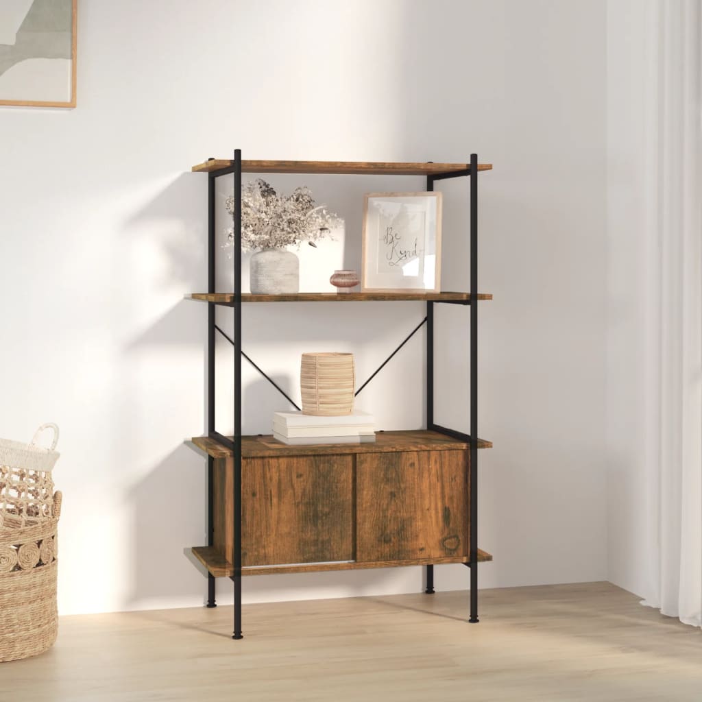 Étagère à 4 niveaux armoire 80x40x130cm Acier bois d'ingénierie - XIOS