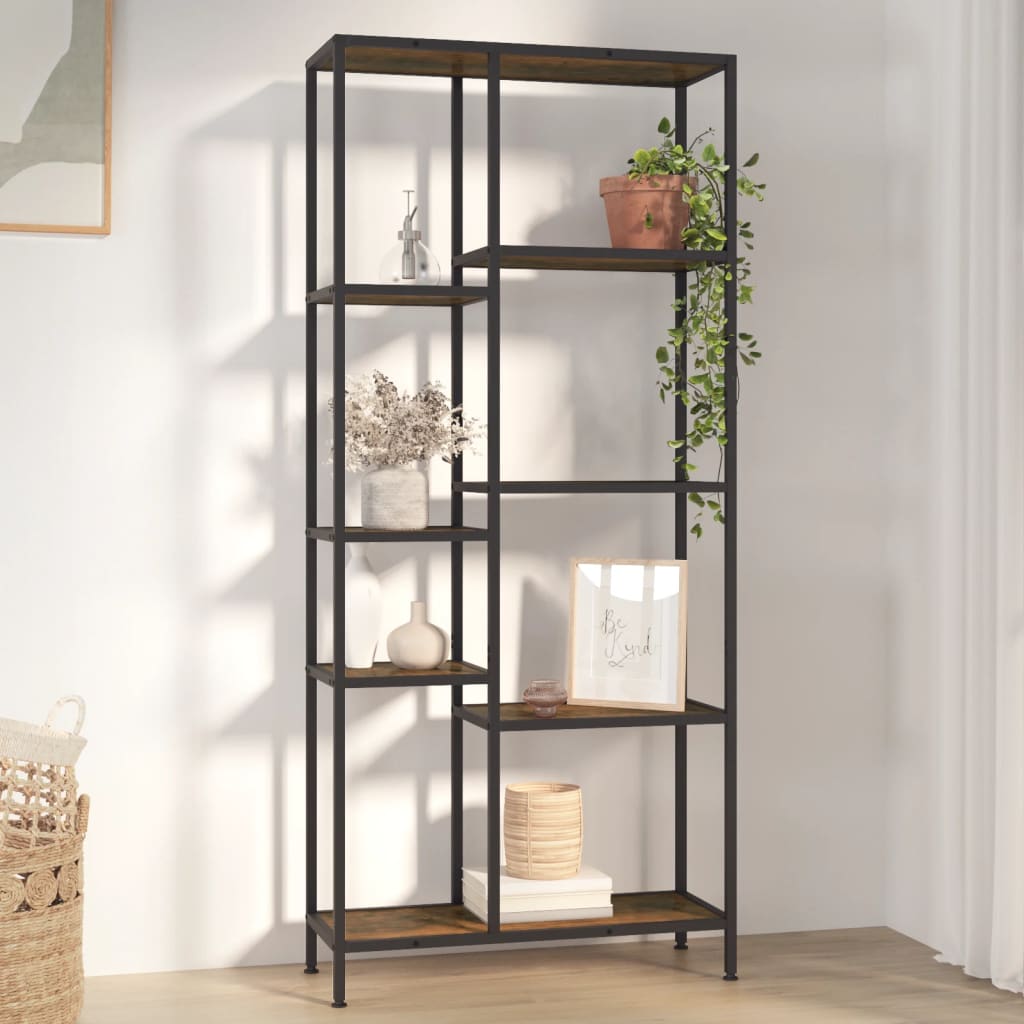 Étagère à livres 80x30x180 cm Acier et bois d'ingénierie - XIOS
