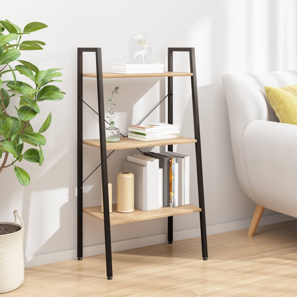 Étagère sur pied 3 niveaux Marron clair et noir 56x35x108 cm - XIOS