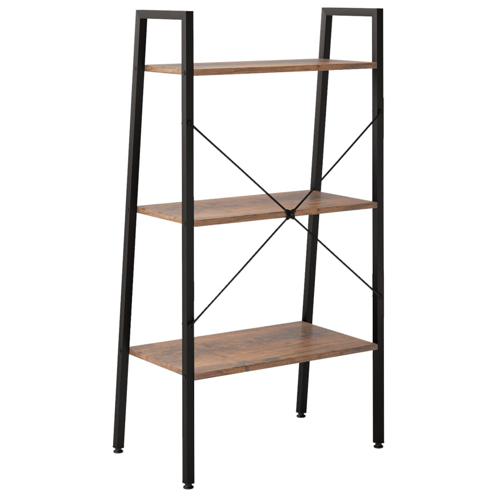 Étagère sur pied 3 niveaux Marron foncé et noir 56x35x108 cm - XIOS
