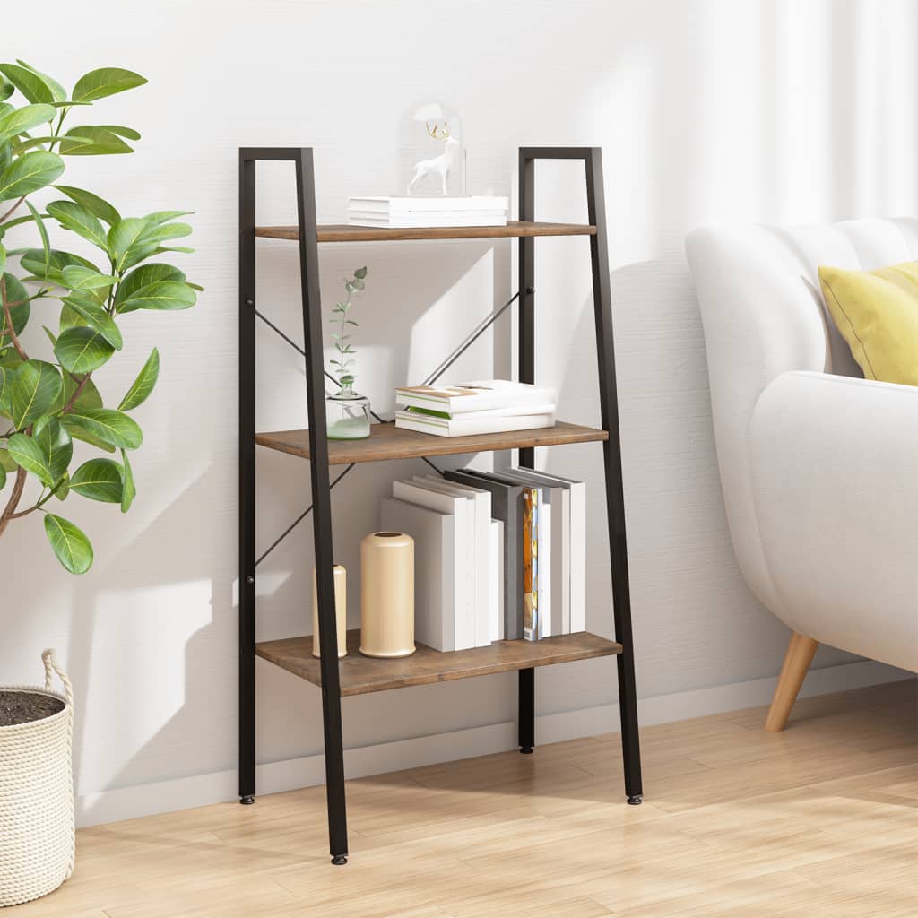 Étagère sur pied 3 niveaux Marron foncé et noir 56x35x108 cm - XIOS