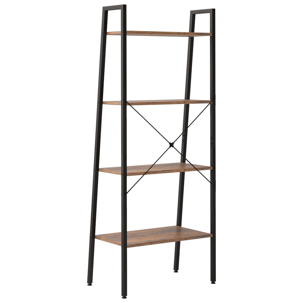 Étagère sur pied 4 niveaux Marron foncé et noir 56x35x140 cm - XIOS