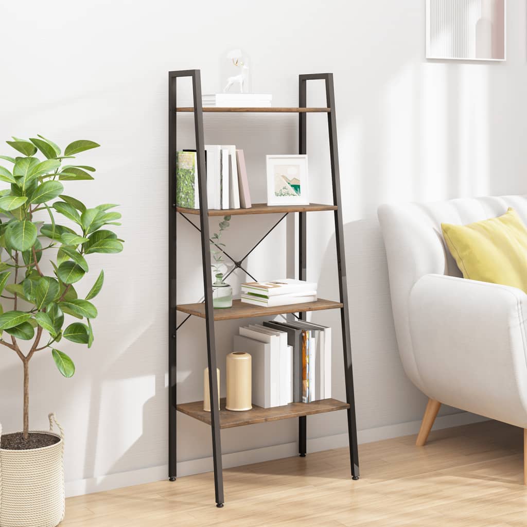 Étagère sur pied 4 niveaux Marron foncé et noir 56x35x140 cm - XIOS