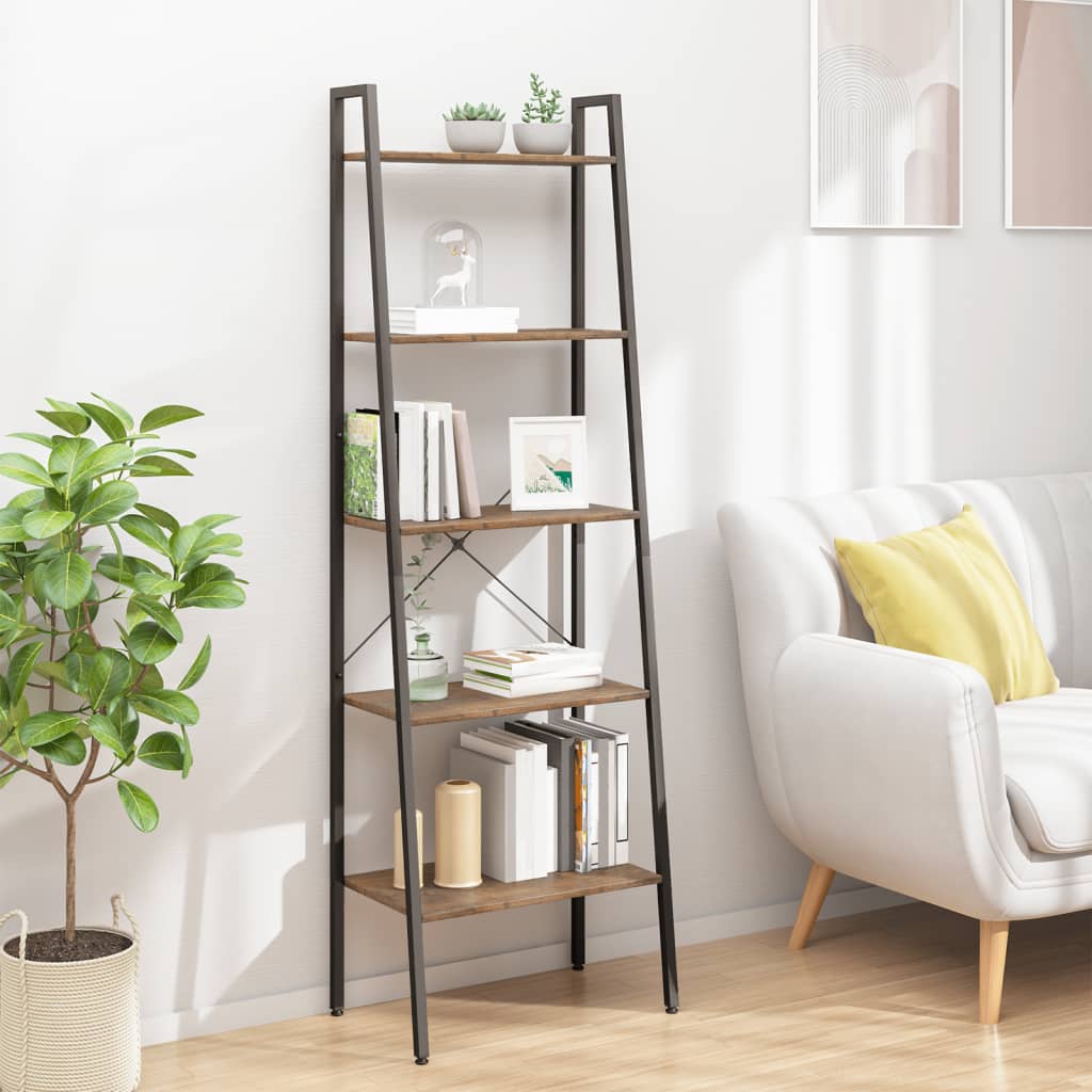Étagère sur pied 5 niveaux Marron foncé et noir 56x35x174 cm - XIOS