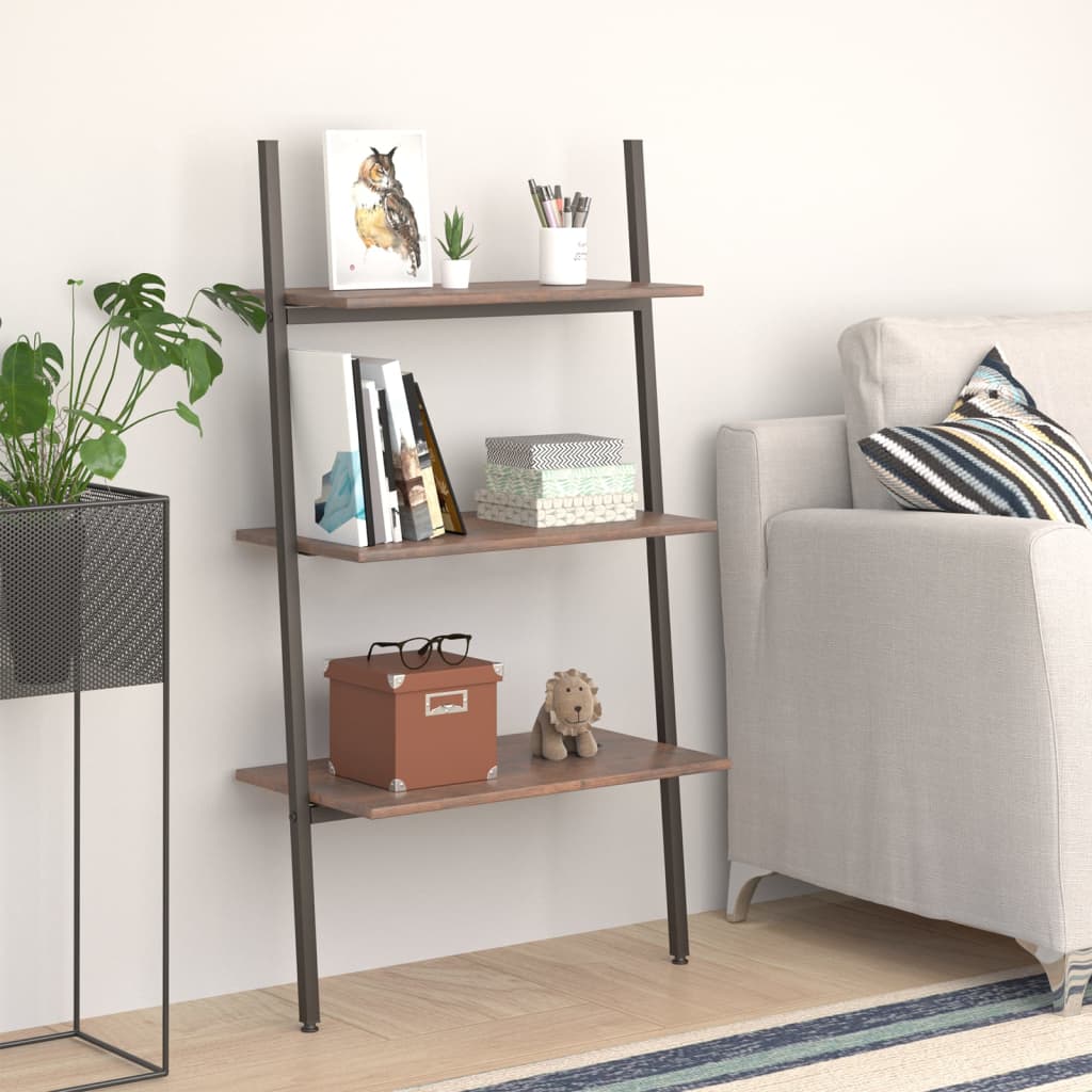 Étagère inclinée à 3 niveaux Marron foncé et noir 64x34x116 cm - XIOS